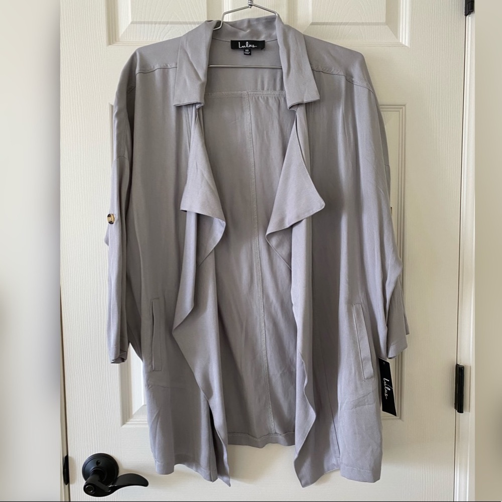 Lulu’s - Lucky Break Light Grey Oversized Jacket